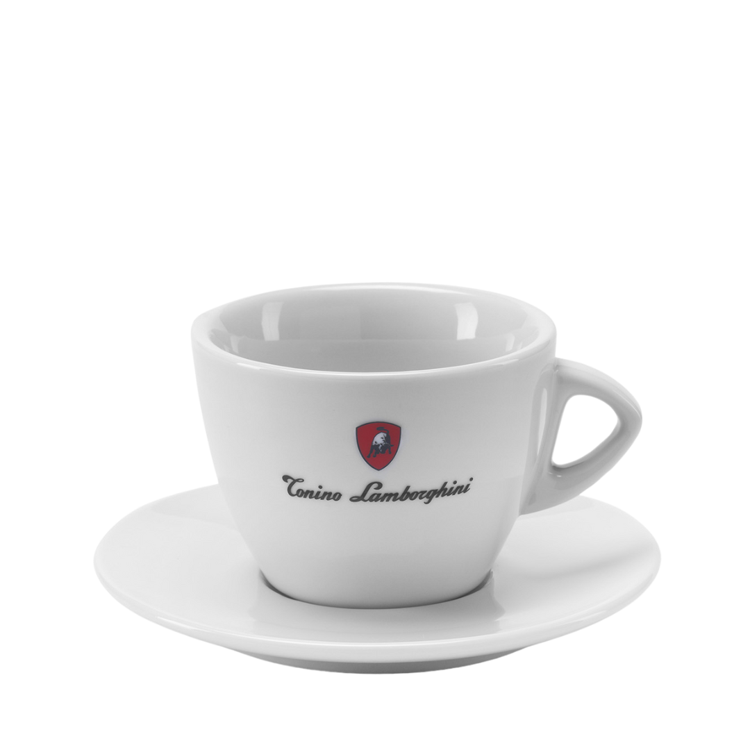 Double coffee cup & saucer white
